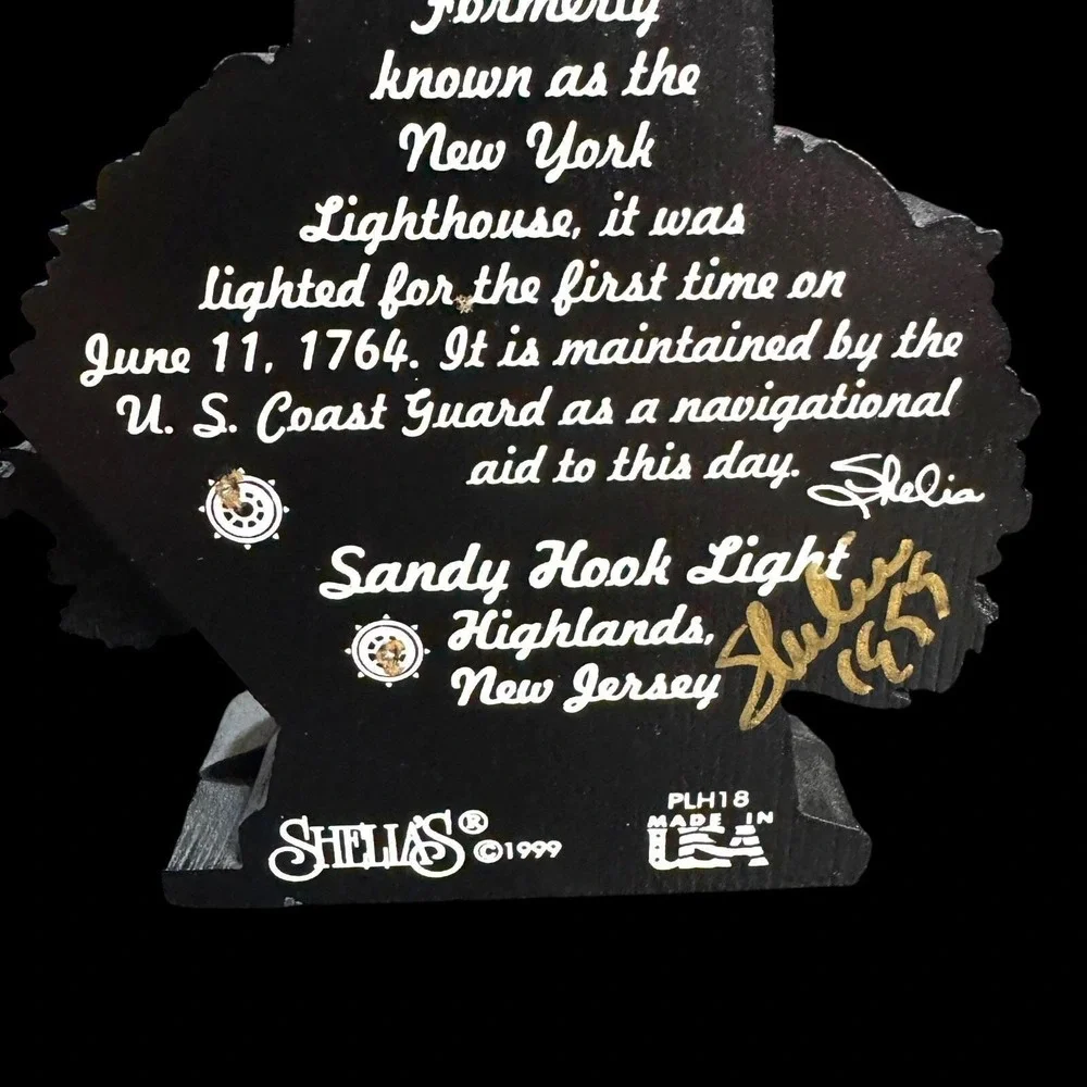Sandy‎ Hook Light Highlands New Jersey 1999 Shelia's Wood Shelf Sitters SIGNED